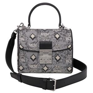 MCM Ladies Grey Satchel in Vintage Jacquard Monogram